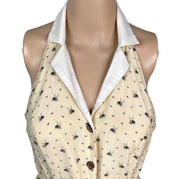 Anthropologie Honeyed Life Bee Print Button Down Cottagecore Dress SZ 0 - Picture 5 of 12